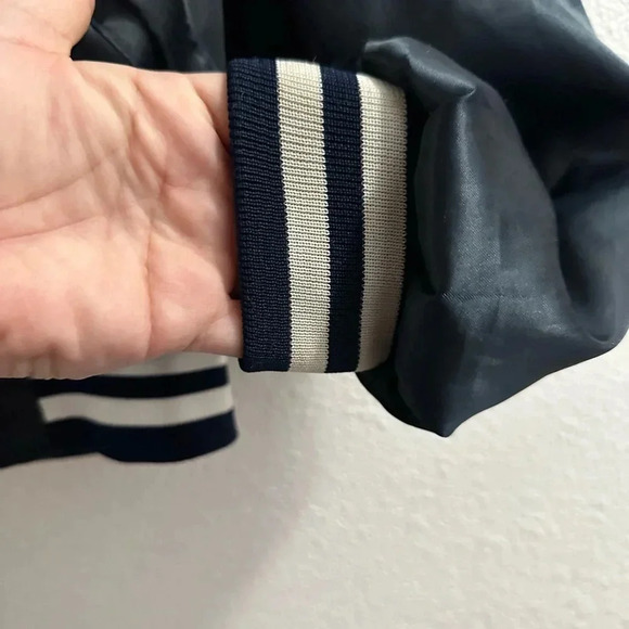 Vintage 1980s Dunbrooke Pla Jac Bomber Jacket Silk Blue M - Picture 5 of 7